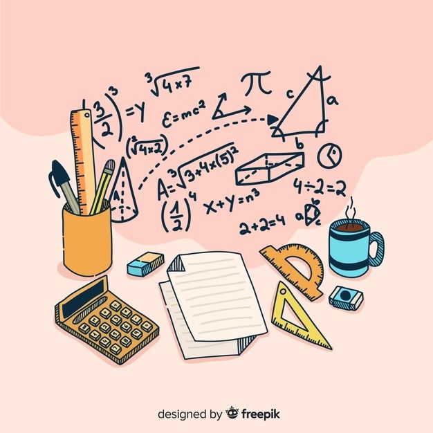 La imagen muestra elementos propios de la clase de Matemática.